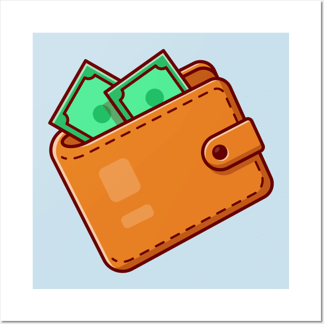 Wallet And Money Cartoon Wall Art by Catalyst Labs